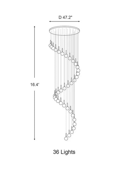 Extra Large Nordic Minimalist Long Pendant Light for Spiral Staircase/High-ceiling Room - Zelno Lighting