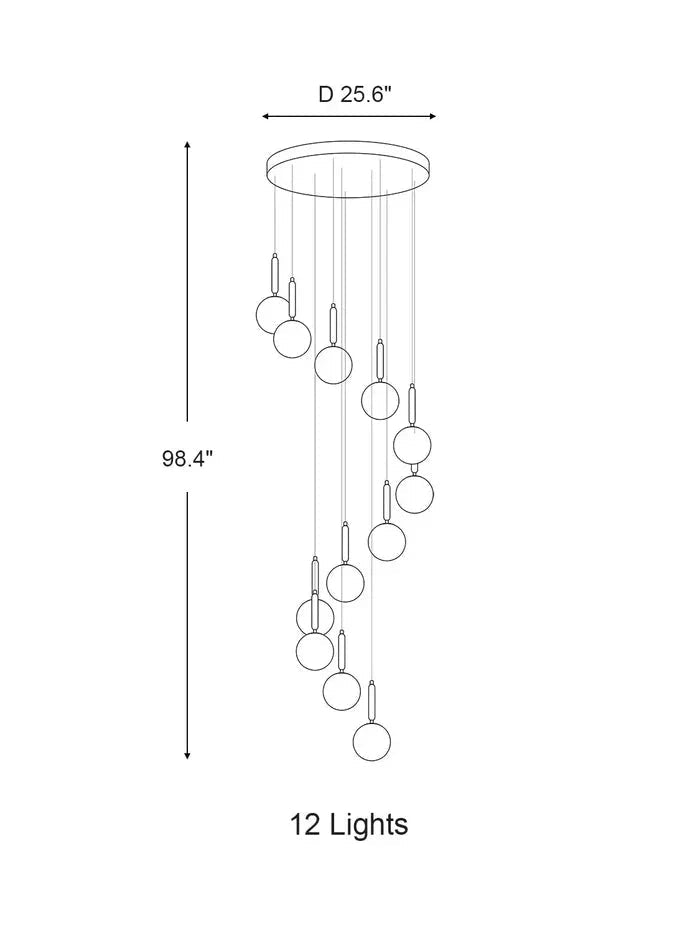 Extra Large Nordic Minimalist Long Pendant Light for Spiral Staircase/High-ceiling Room - Zelno Lighting