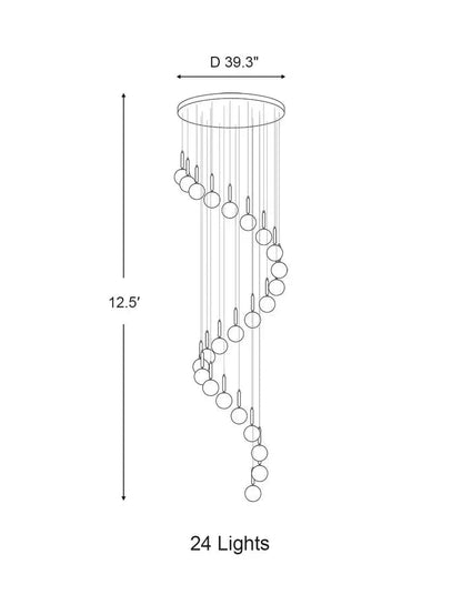Extra Large Nordic Minimalist Long Pendant Light for Spiral Staircase/High-ceiling Room - Zelno Lighting