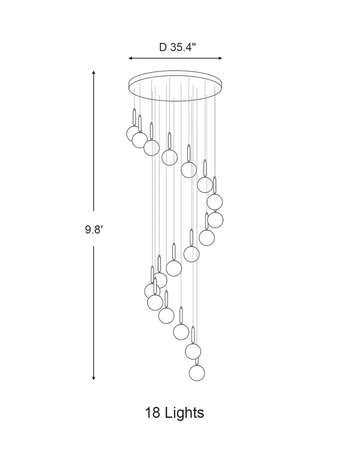 Extra Large Nordic Minimalist Long Pendant Light for Spiral Staircase/High-ceiling Room - Zelno Lighting