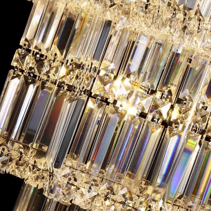 Extra Large Plaza Hall Multi-Tier Crystal Chandelier Foyer Living Room Staircase Ceiling Lighting Fixture In Chrome/ Silver Finish - Zelno Lighting