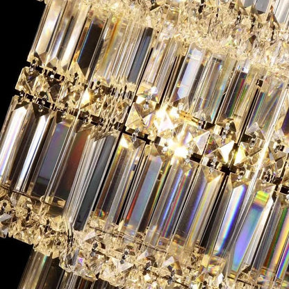 Extra Large Plaza Hall Multi-Tier Crystal Chandelier Foyer Living Room Staircase Ceiling Lighting Fixture In Chrome/ Silver Finish - Zelno Lighting