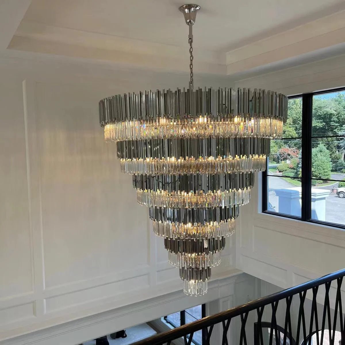 Extra Large Round Cone Tiered Crystal Chandelier - Zelno