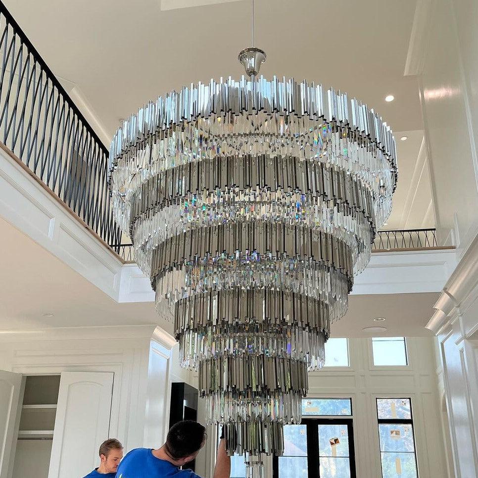 Extra Large Round Cone Tiered Crystal Chandelier - Zelno