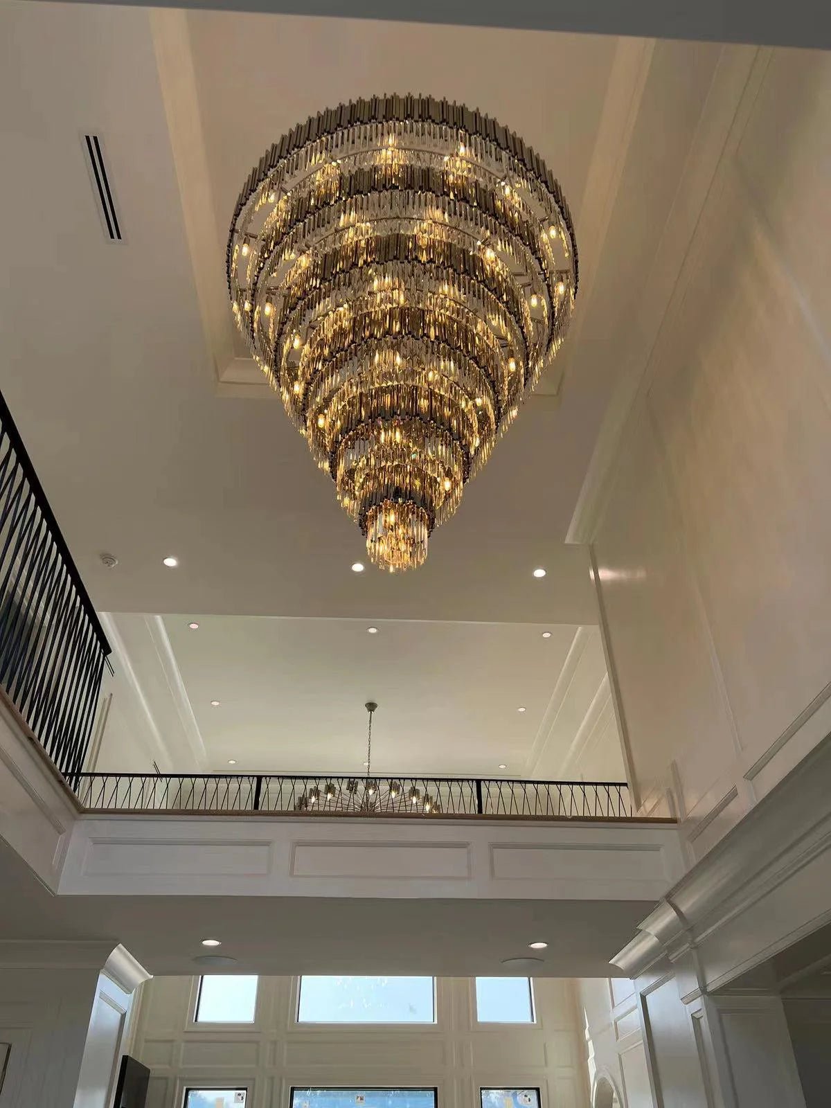 Extra Large Round Cone Tiered Crystal Chandelier - Zelno