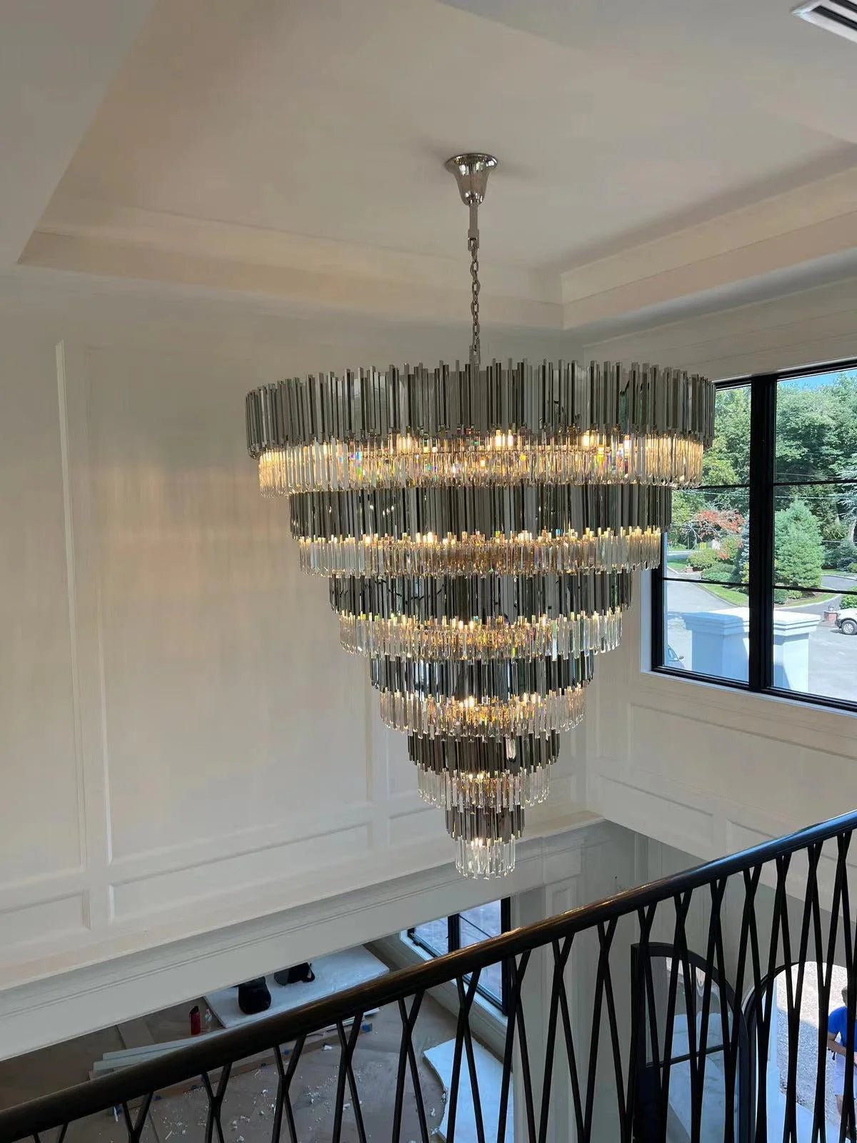 Extra Large Round Cone Tiered Crystal Chandelier - Zelno