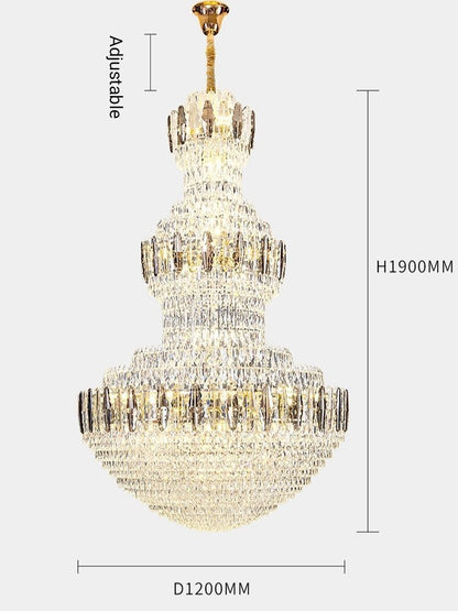 Extra Large Round Crystal Chandelier Luxury Foyer High Ceiling Light Fixture For Living Room/ Hotel Hall Entrance - Zelno Lighting