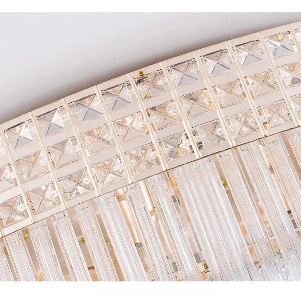Extra Large Three Layers Round Luxury Flush Mounted Crystal Chandelier for Living Room - Zelno Lighting