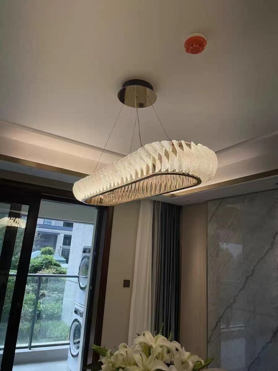 Extra Large Tiers Modern Stainless Steel Oval Chandelier for Dining Room/Kitchen Island/Big Entrys - Zelno Lighting