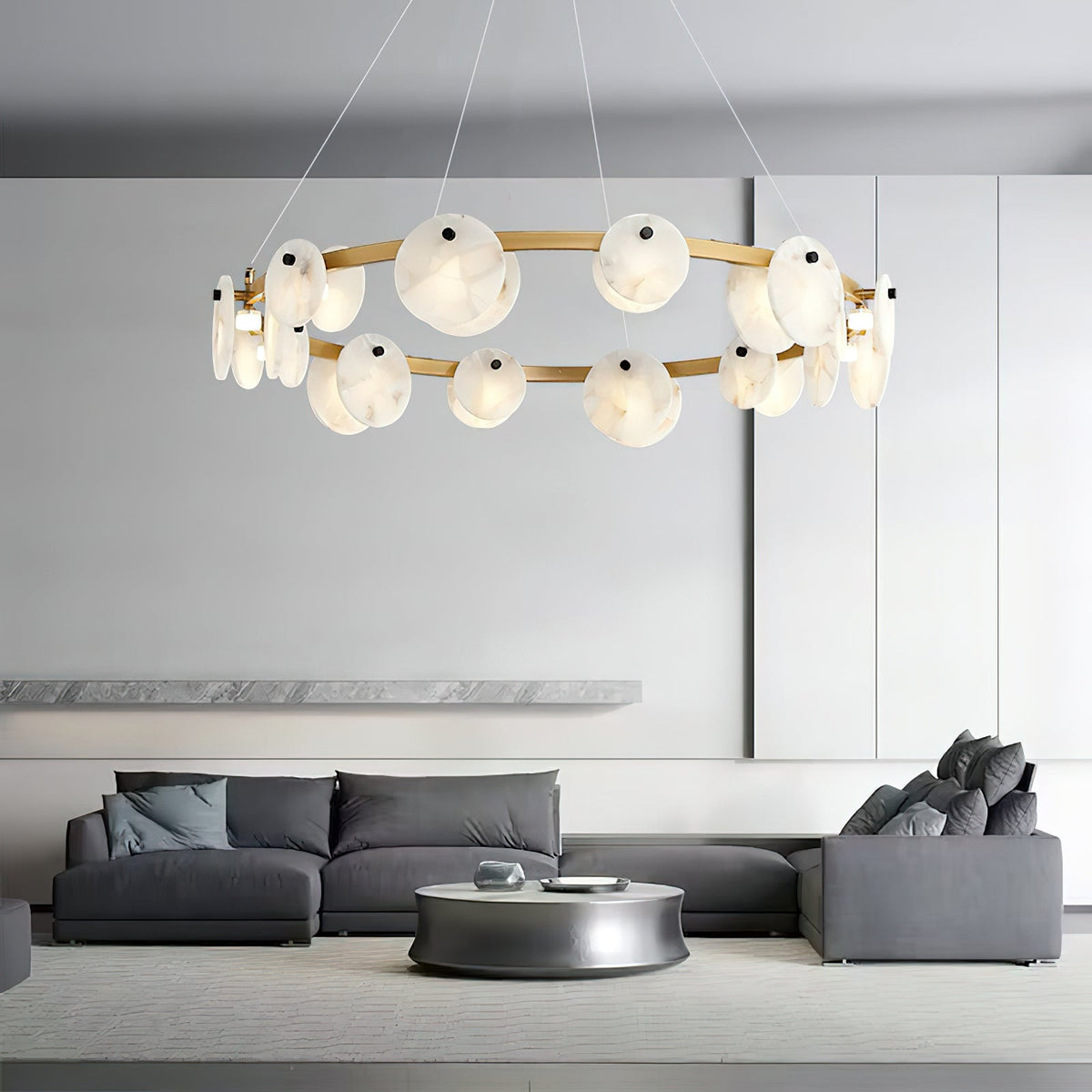 Faelan Alabaster Chandelier Lighting for Bedroom - Zelno