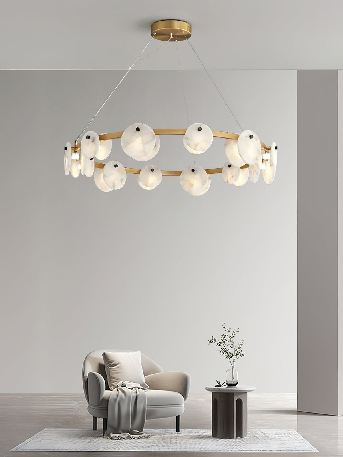 Faelan Alabaster Chandelier Lighting for Bedroom - Zelno