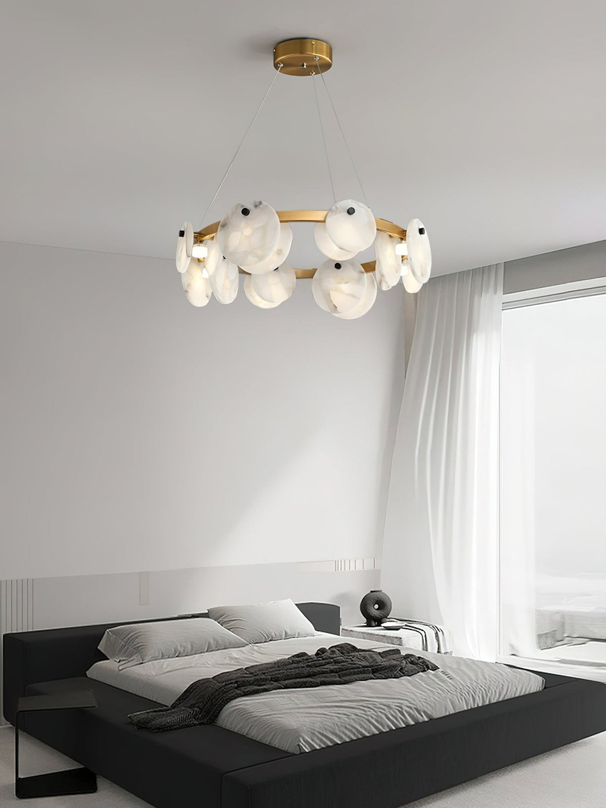 Faelan Alabaster Chandelier Lighting for Bedroom - Zelno