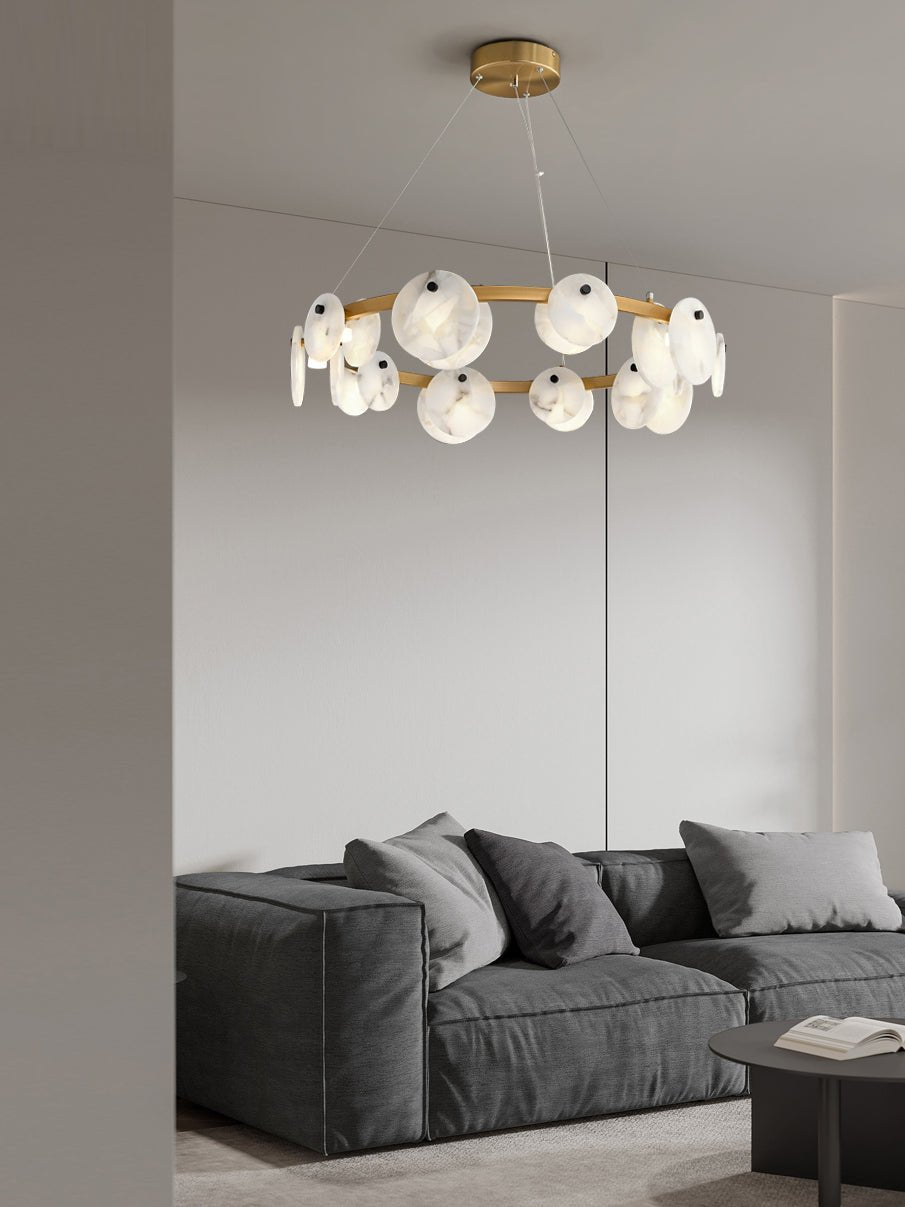 Faelan Alabaster Chandelier Lighting for Bedroom - Zelno