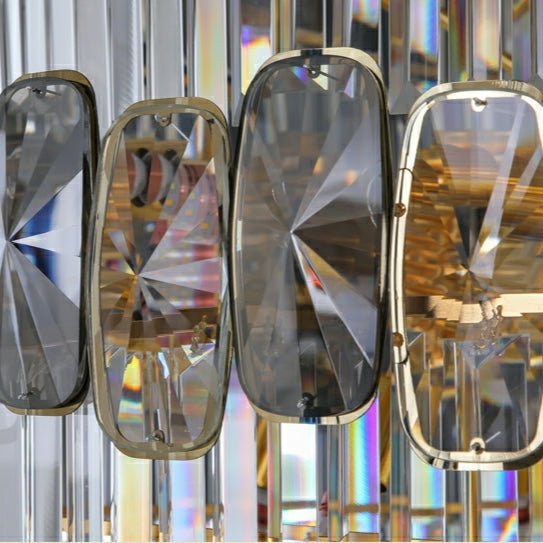 Fashion Large Staircase Chandelier For Foyer Living Room Entrance Crystal Ceiling Light Fixture In Gold Finish - Zelno Lighting
