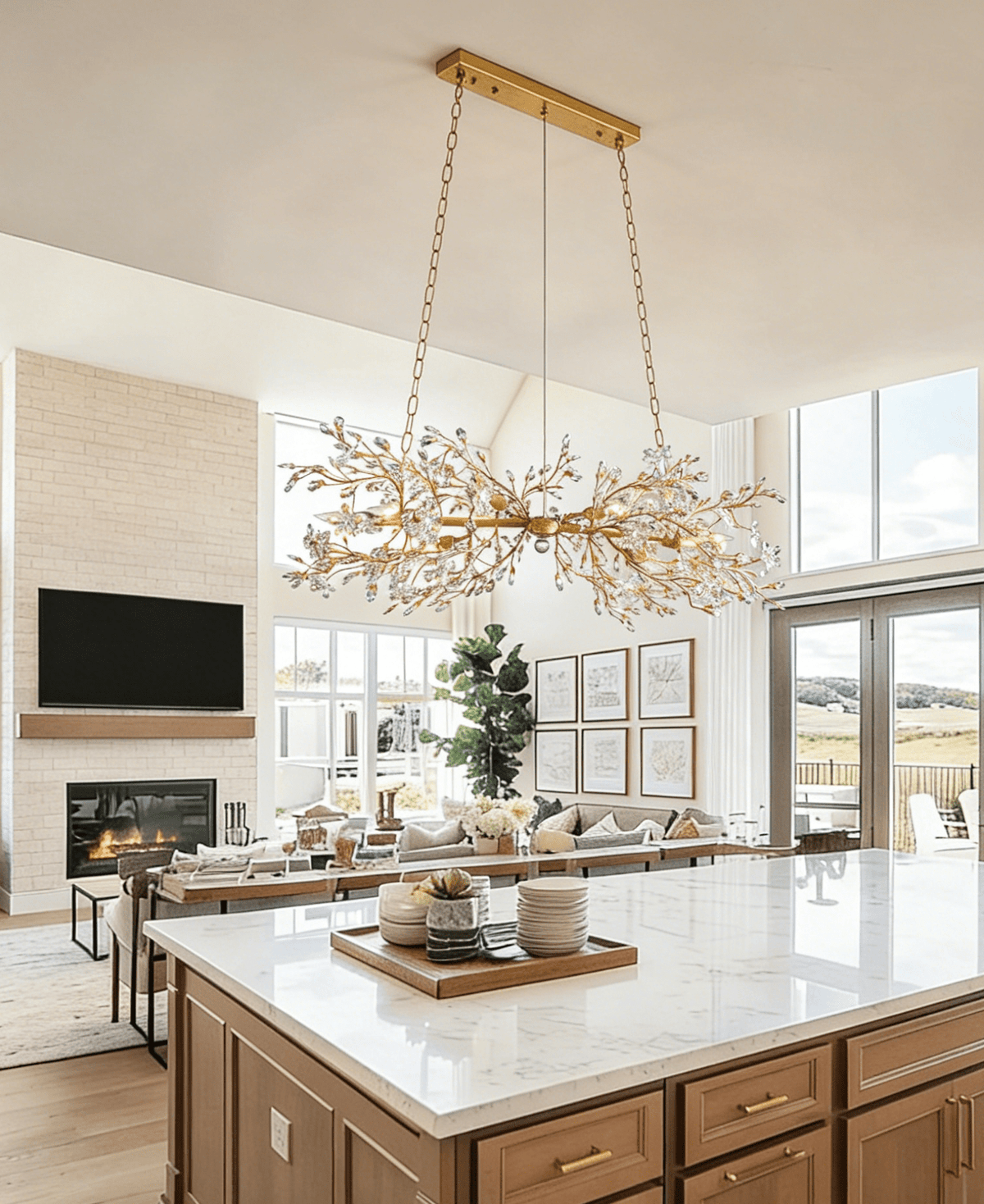 Fiore Linear Chandelier - Zelno Lighting
