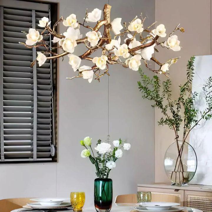 Flower Bloom Branch Brass Chandelier - Zelno