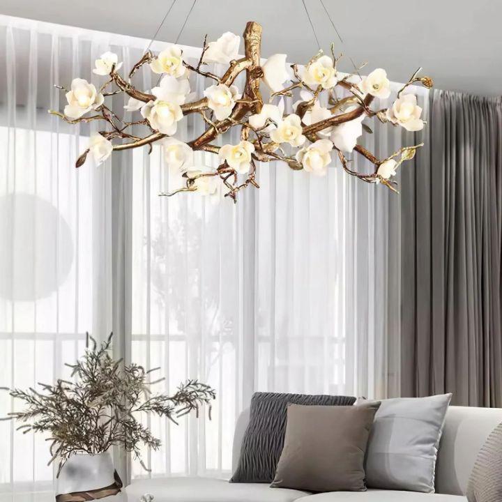 Flower Bloom Branch Brass Chandelier - Zelno
