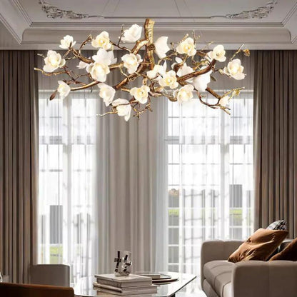Flower Bloom Branch Brass Chandelier - Zelno