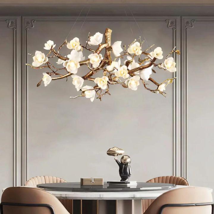Flower Bloom Branch Brass Chandelier - Zelno