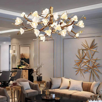 Flower Bloom Branch Brass Chandelier - Zelno