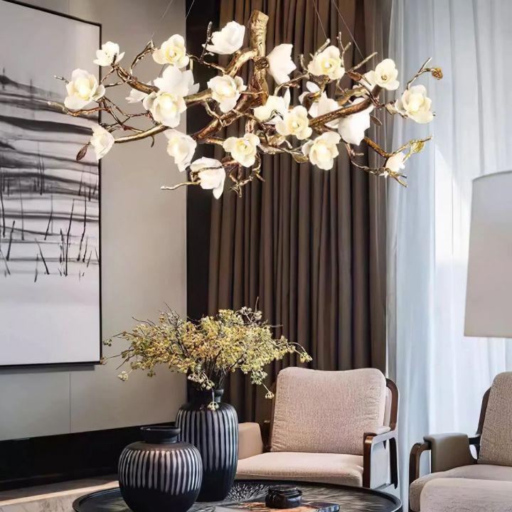 Flower Bloom Branch Brass Chandelier - Zelno