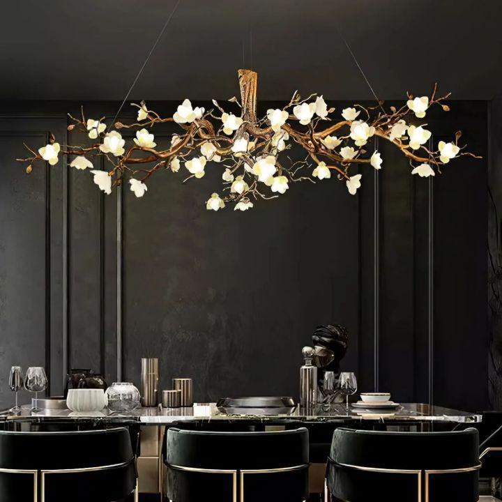 Flower Bloom Branch Brass Chandelier - Zelno