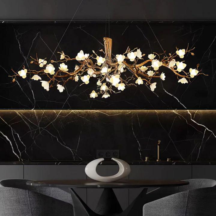Flower Bloom Branch Brass Chandelier - Zelno