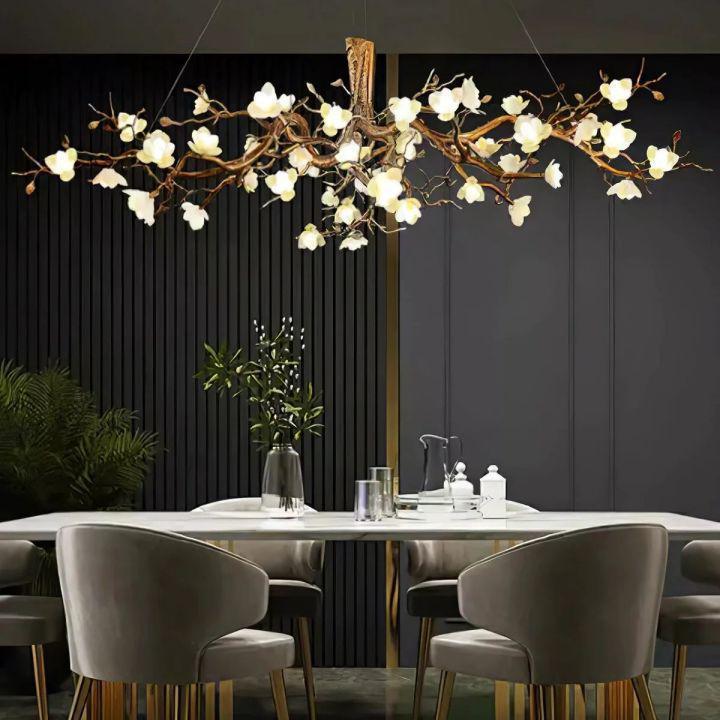 Flower Bloom Branch Brass Chandelier - Zelno