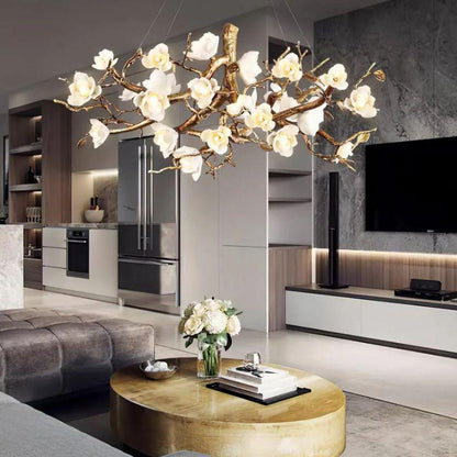 Flower Bloom Branch Brass Chandelier - Zelno