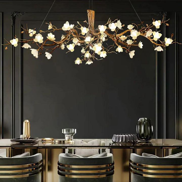Flower Bloom Branch Brass Chandelier - Zelno