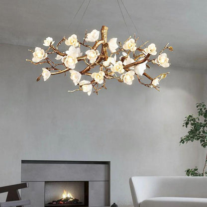 Flower Bloom Branch Brass Chandelier - Zelno