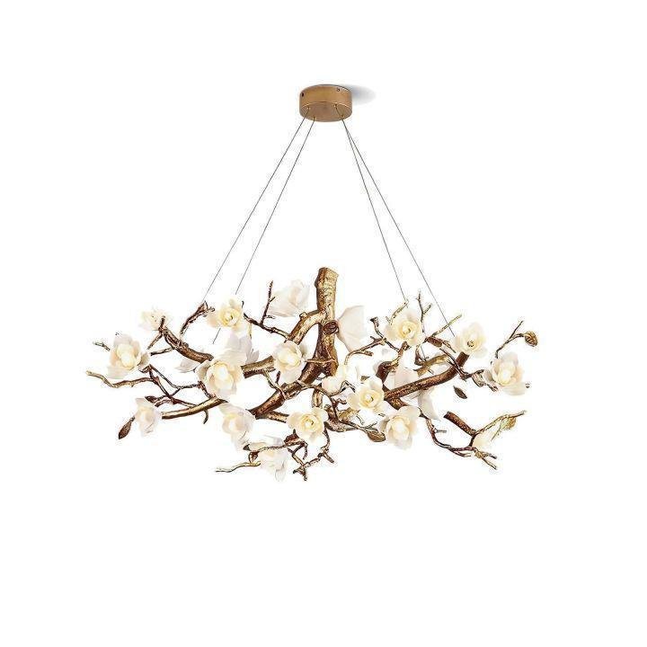 Flower Bloom Branch Brass Chandelier - Zelno