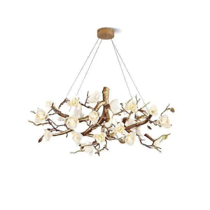 Flower Bloom Branch Brass Chandelier - Zelno Lighting
