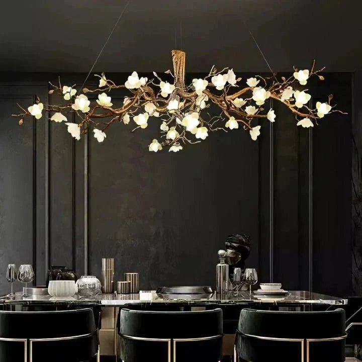 Flower Bloom Branch Brass Chandelier - Zelno Lighting
