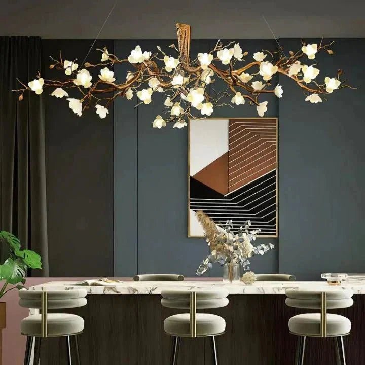 Flower Bloom Branch Brass Chandelier - Zelno Lighting