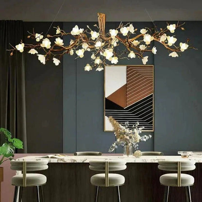 Flower Bloom Branch Brass Chandelier - Zelno Lighting