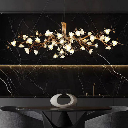 Flower Bloom Branch Brass Chandelier - Zelno Lighting