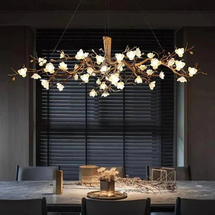 Flower Bloom Branch Brass Chandelier - Zelno Lighting