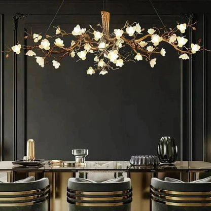 Flower Bloom Branch Brass Chandelier - Zelno Lighting