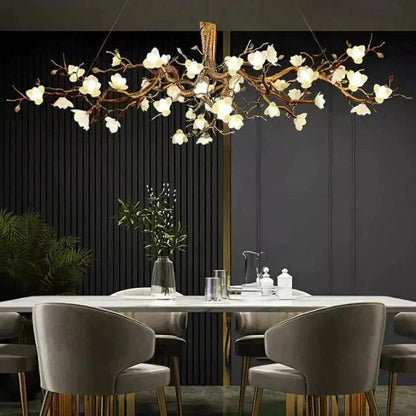 Flower Bloom Branch Brass Chandelier - Zelno Lighting