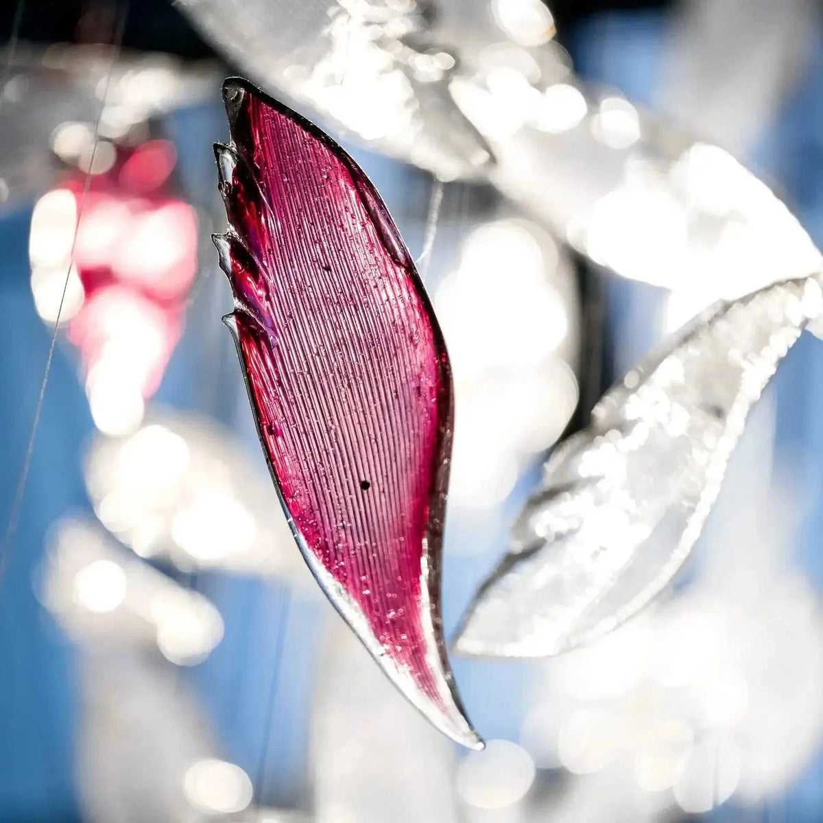 Flying Glass Feather Chandelier - Zelno Lighting