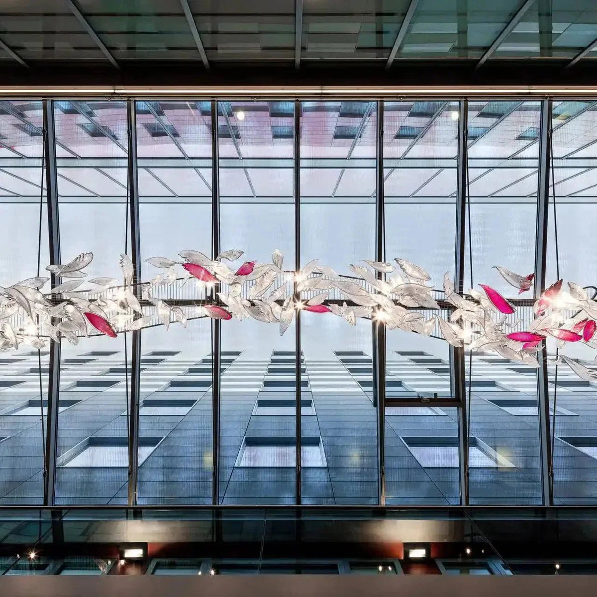 Flying Glass Feather Chandelier - Zelno Lighting