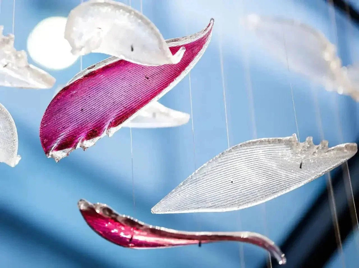 Flying Glass Feather Chandelier - Zelno Lighting