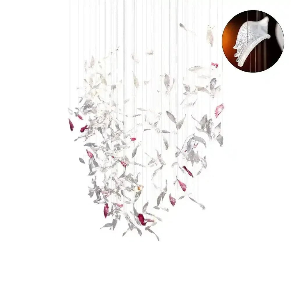 Flying Glass Feather Chandelier - Zelno Lighting