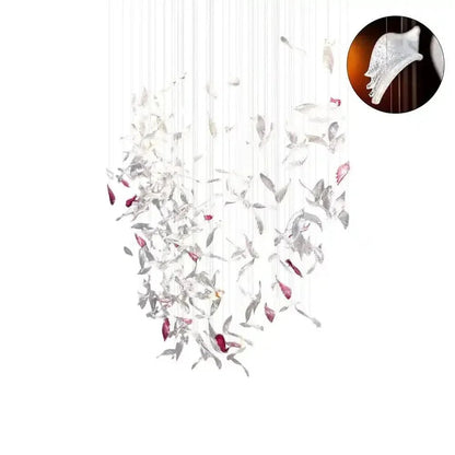 Flying Glass Feather Chandelier - Zelno Lighting