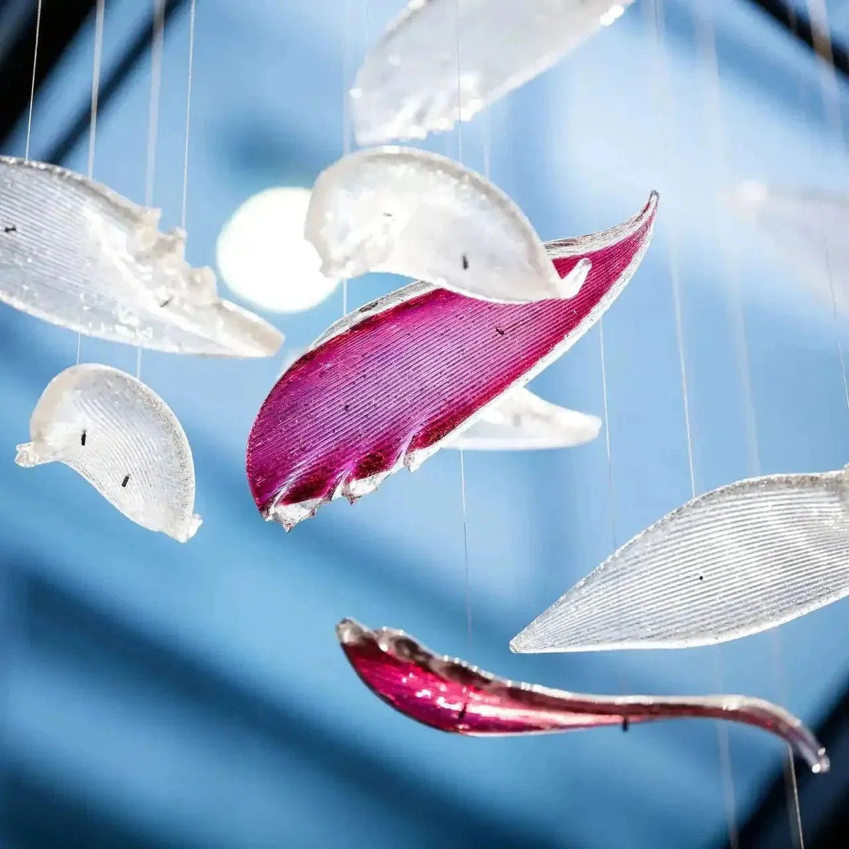Flying Glass Feather Chandelier - Zelno Lighting