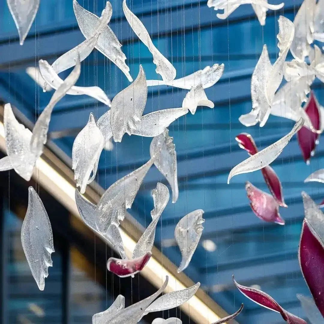 Flying Glass Feather Chandelier - Zelno Lighting