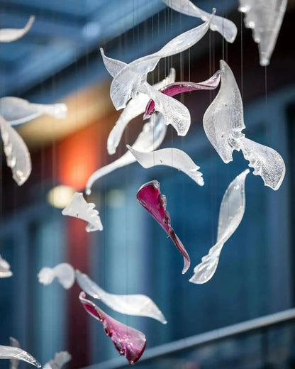 Flying Glass Feather Chandelier - Zelno Lighting