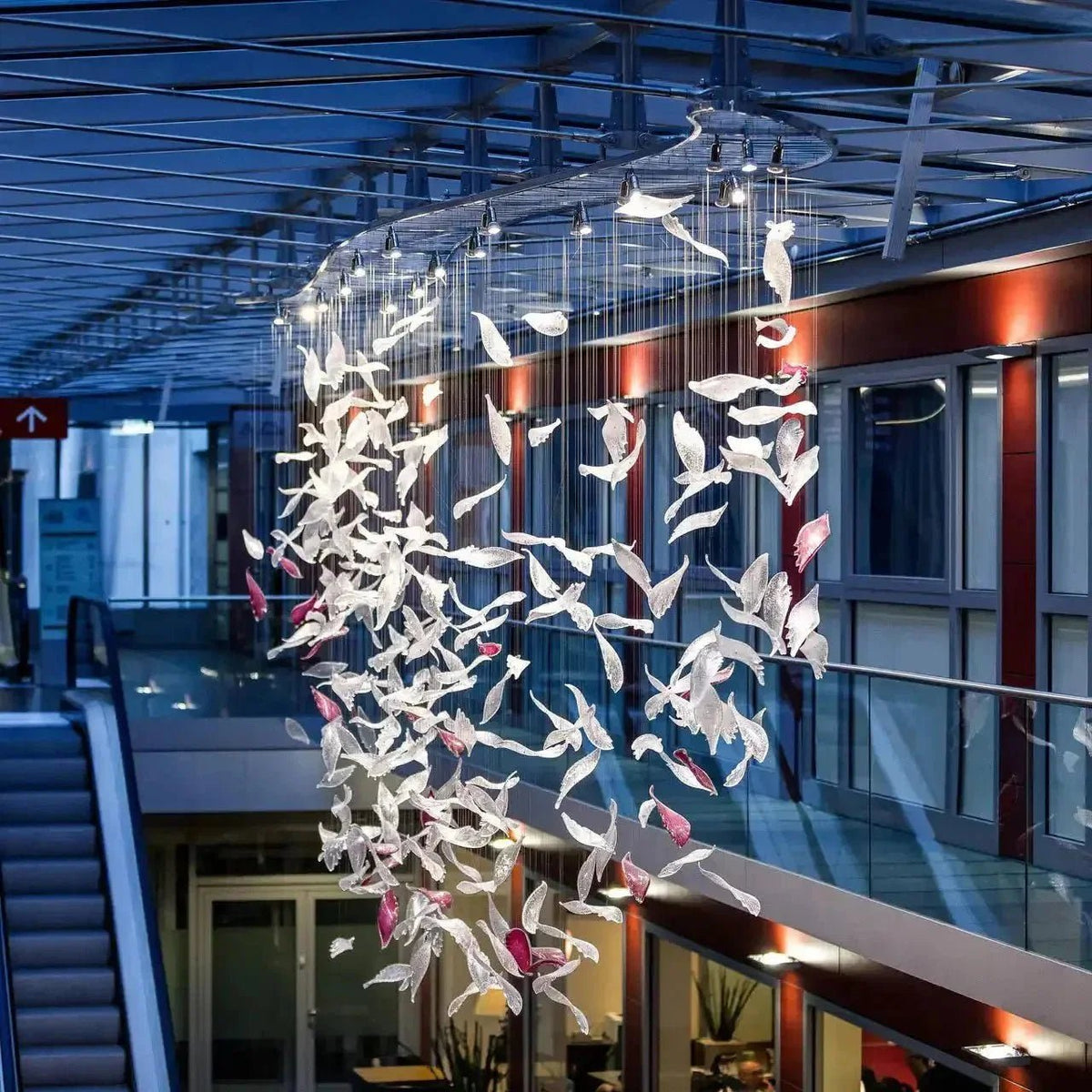 Flying Glass Feather Chandelier - Zelno Lighting