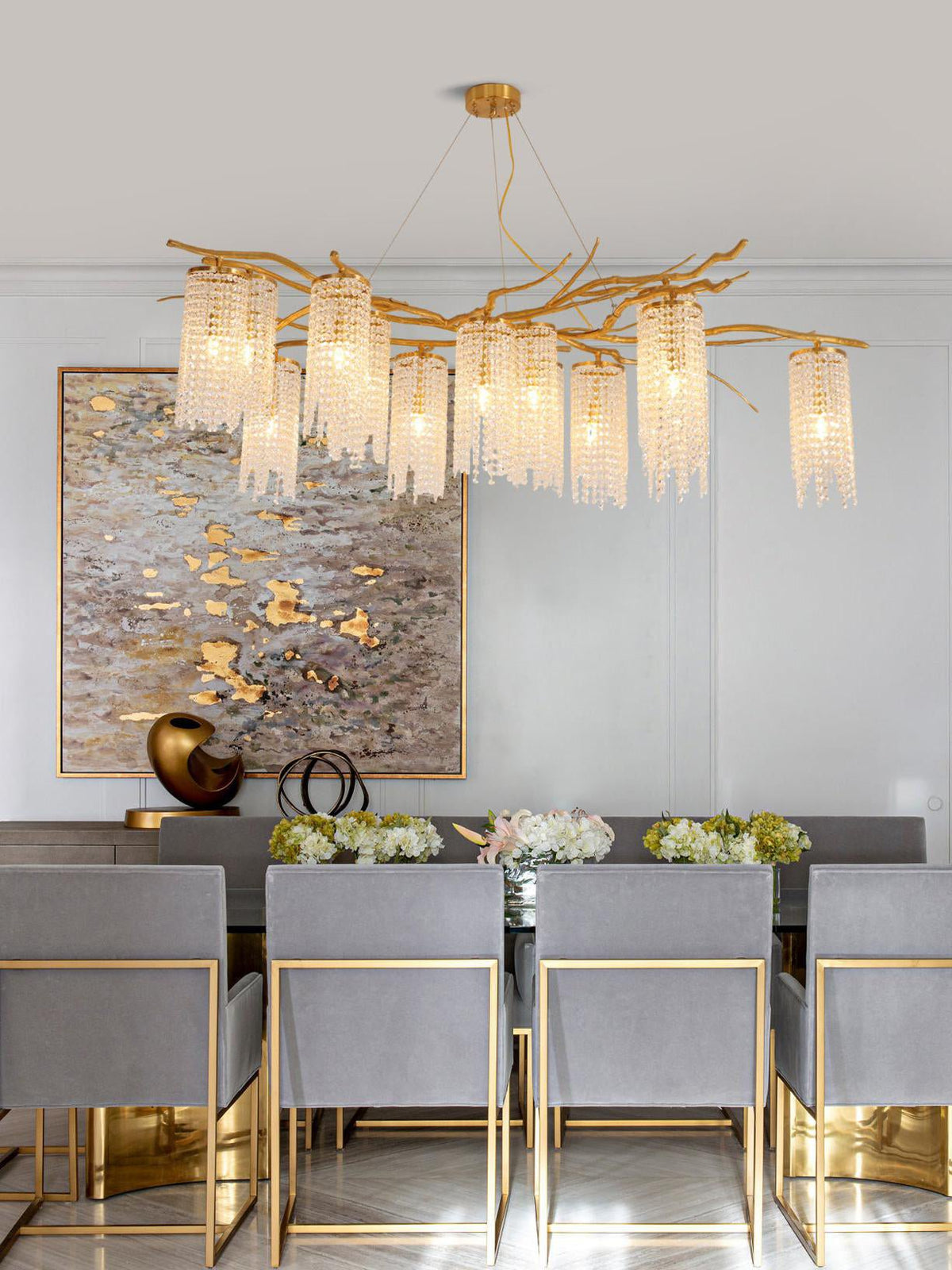 Forest Dawn Brass Branch Chandelier - Zelno Lighting
